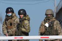 Ukrainska soldater vid en gränspostering i östra delen av landet. 