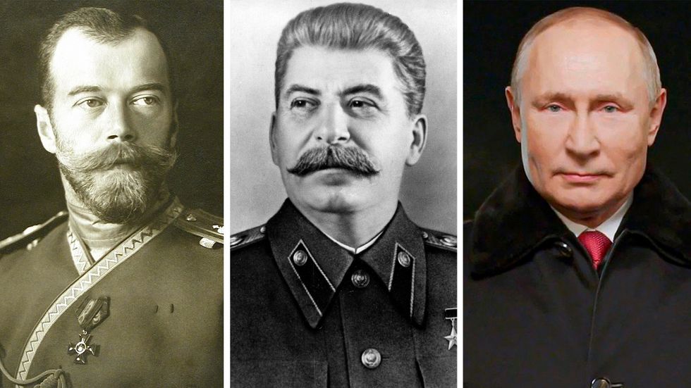Tsar Nikolaj II, Josef Stalin, Vladimir Putin.