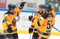 Luleå firar efter ett av målen i 3–0-segern mot HV71.