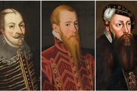 Gustav Vasa och två av sönerna. Karl IX och Erik XIV borde egentligen ha hetat Karl III och Erik IX.