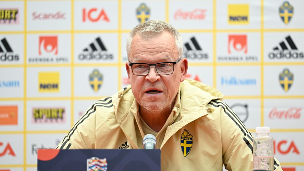 Förbundskapten Janne Andersson under fredagens pressträff med herrlandslaget på Stadion Rajko Mitic i Belgrad inför Nations League-matchen mot Serbien.