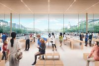 Apples planerade butik i Kungsträdgården inifrån.