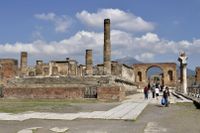 Pompeji i Kampanien i Italien förstördes av Vesuvius vulkanutbrott år 79 e Kr.