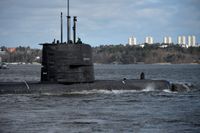 En ubåt av Gotlandsklassen på väg ut från Stockholm. Arkivbild.