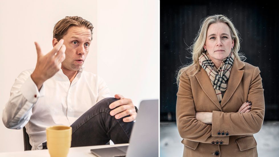 Stabelos medgrundare Hampus Brodén och Landshypoteks affärschef Catharina Åbjörnsson Lindgren.