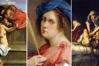 ”Susanna i badet”, ”Självporträtt som martyr” och ”Judith dödar Holofernes” av Artemisia Gentileschi. 