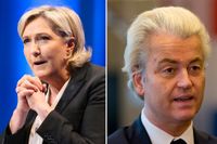 Marine Le Pen, partiledare för franska Nationella fronten (till vänster) och Geert Wilders, partiledare för Frihetspartiet i Nederländerna (till höger). 