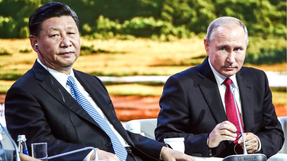 Xi Jinping tillsammans med Vladimir Putin.