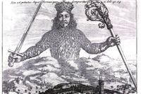 Detalj ur framsidan på Thomas Hobbes ”Leviathan”