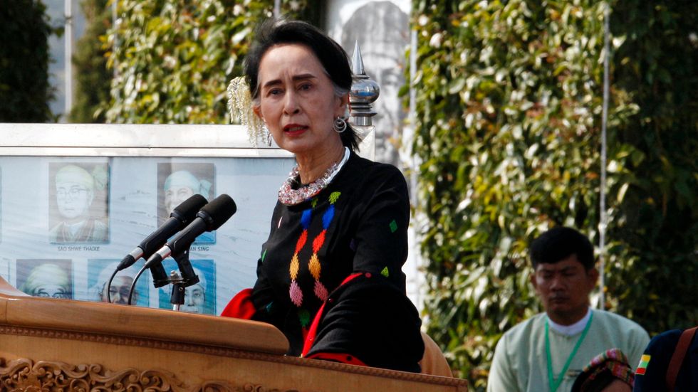 Burmas politiska ledare Aung San Suu Kyi. Arkivbild.