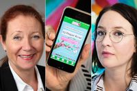Överläkare Marie Bixo och Frida Färlin (som intervjuades i del 1 nedan) – en av många kvinnor som lider av pms. Med hjälp av en app i mobilen kan Frida Färlin hålla koll på var i menscykeln hon är.