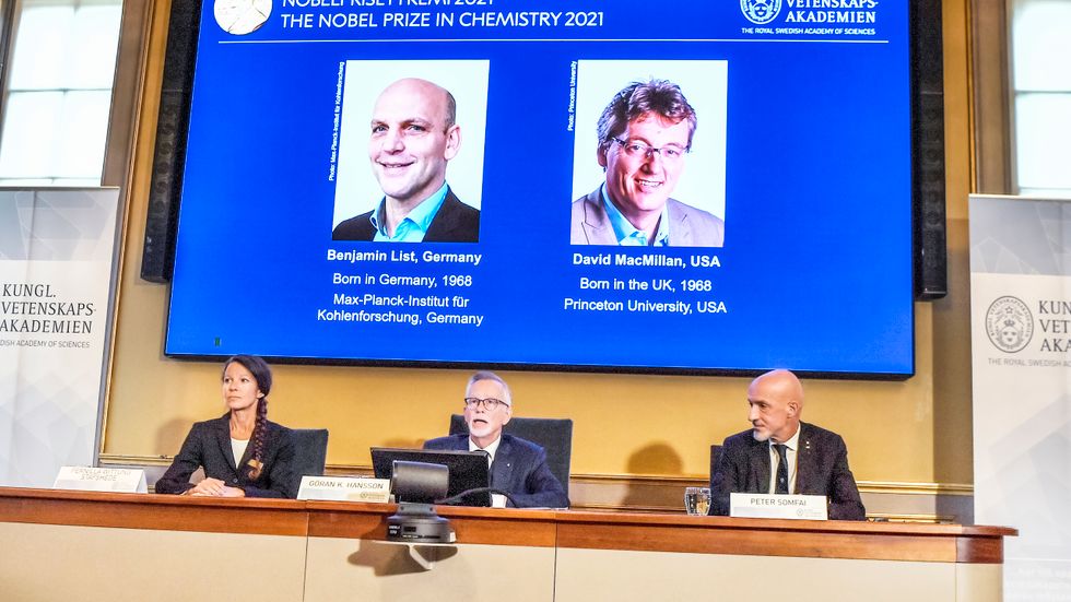 Nobelpriset i kemi går till Benjamin List och David MacMillian.