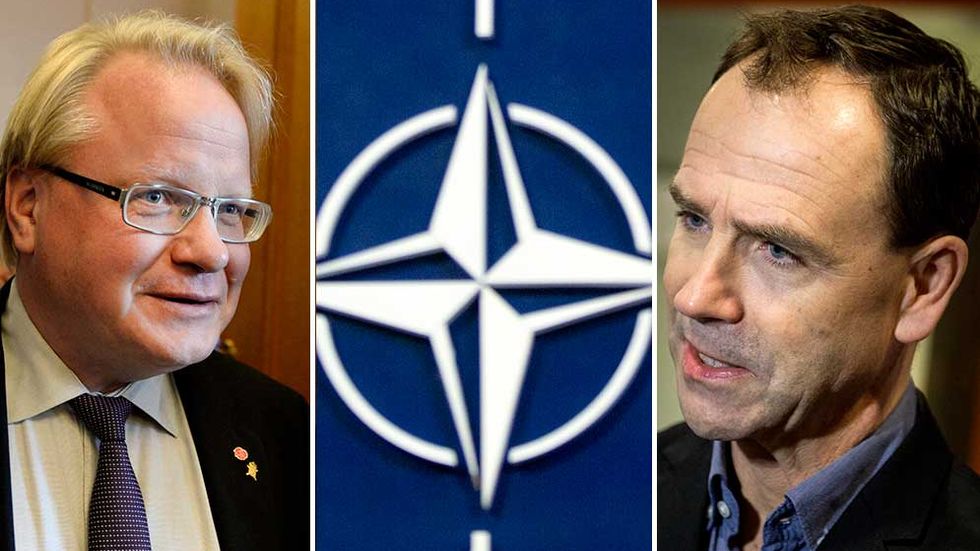 Försvarsminister Peter Hultqvist (S) och försvarsutskottets ordförande Allan Widman (FP) har olika syn på Nato.