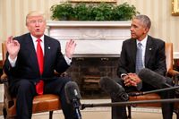 Donald Trump såg skrämd ut när han träffade Barack Obama under torsdagens presskonferens i Vita huset, menar Dag Blanck.