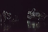 Gry Tingskogs tygskulpturer blir levande med både ljusslingor och reflekterande material. 