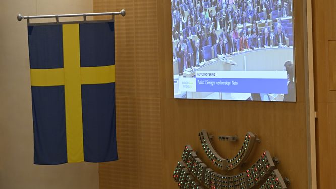 22 mars 2023. Riksdagens ledamöter röstar om svenskt Natomedlemskap.