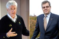 Stefan Lindeberg (till vänster) har varit Sveriges olympiska kommittés ordförande sedan 2000 och fått ta emot kritik för dubbla roller. Nu har tre specialförbund nominerat styrelseledamoten Hans von Uthmann som motkandidat på årsmötet den 23 april.