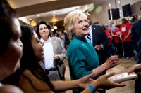 Hillary Clinton på ett valmöte i Las Vegas i juli.