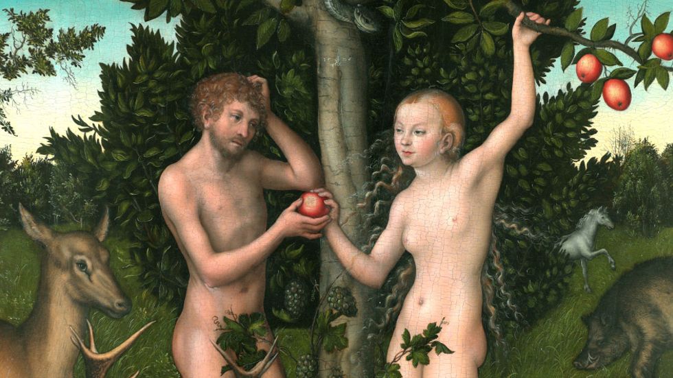 Adam och Eva, månling av Lucas Cranach d ä från 1526.