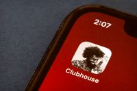 Appen Clubhouse ikon på en mobiltelefonskärm i Peking.