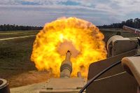 Projektil med utarmat uran ska användas med hjälp av den amerikanska stridsvagnen Abrams M1A1.