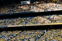 Publik på läktaren under tisdagens fotbollslandskamp mellan Sverige och Brasilien på Friends arena.