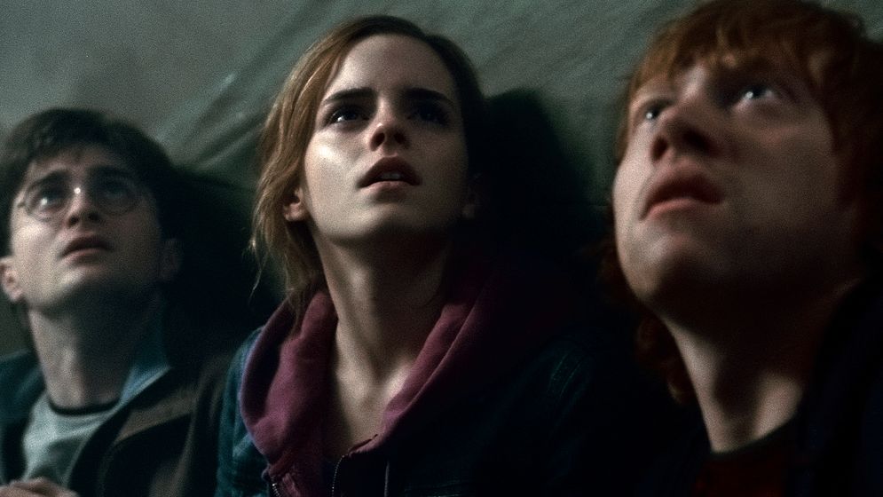 Hur skapar man lika hög spänning som i en film? På bilden: Harry, Hermione och Ron från "Harry Potter".