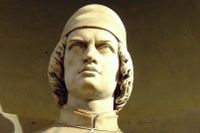 Leon Battista Alberti 1404–1472, staty i Uffizierna i Florens.  