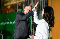 Språkrören Per Bolund och Märta Stenevi fick se sitt parti öka jämfört med valet 2018.