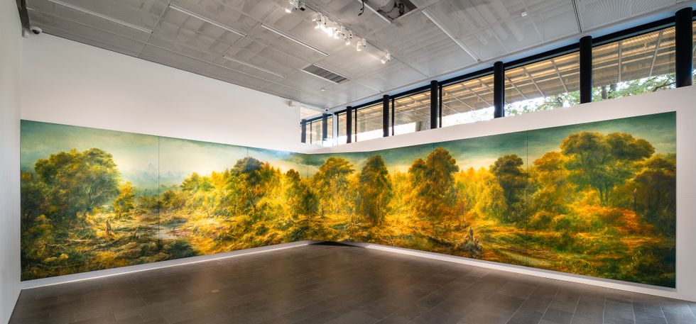 Petri Ala-Maunus, ”History and utopia of landscape”. Installationsvy på Sven-Harrys konstmuseum. 