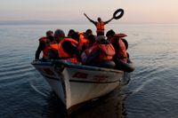 Båt med flyktingar som anlänt till Lesbos 2015. Arkivbild.