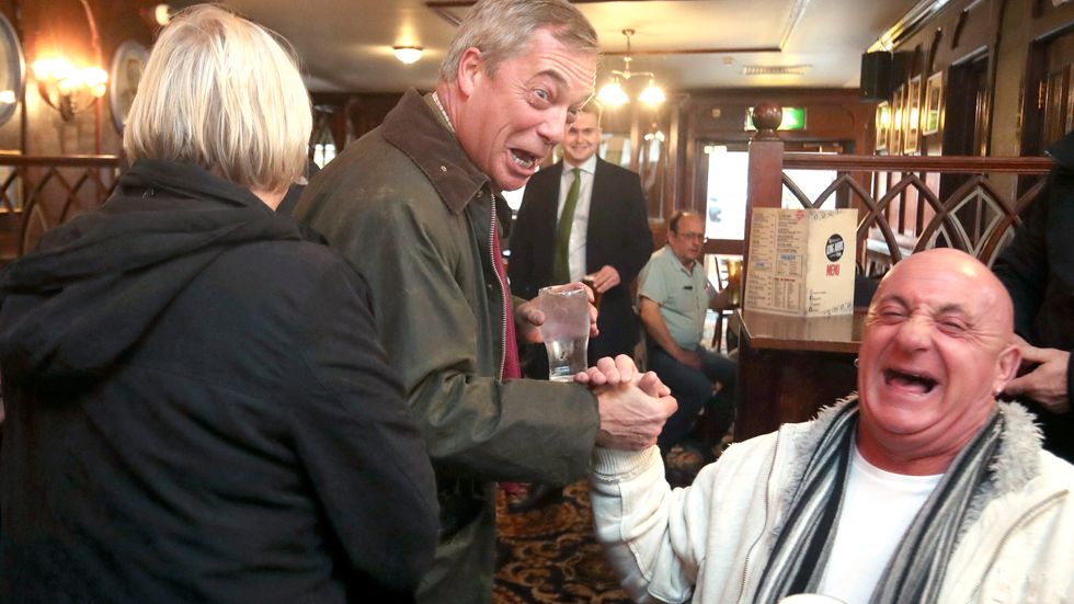 Brexitpartiets ledare Nigel Farage i valkampanjen