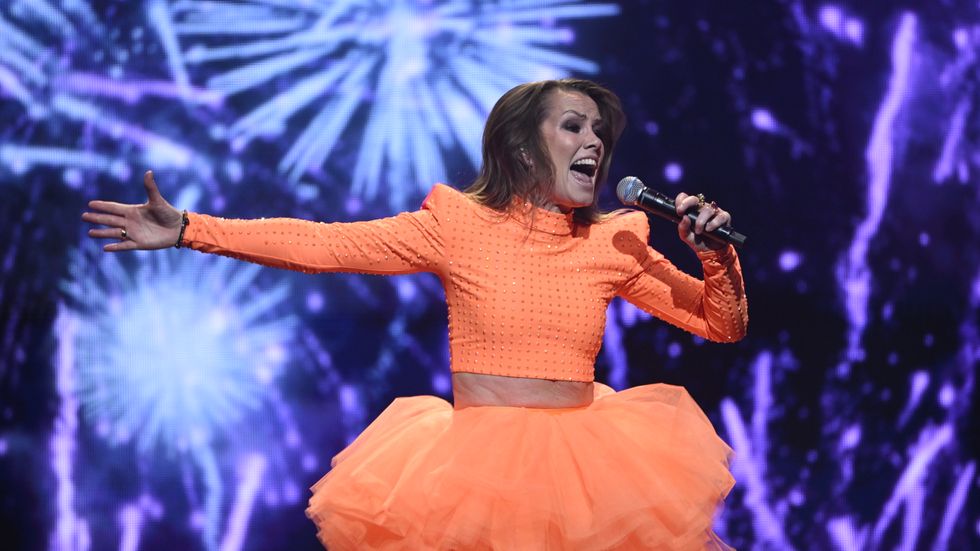 Linda Bengtzing på Melodifestivalen i våras. Arkivbild.