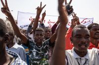 Demonstranter i Sudans huvudstad Khartoum tidigare i maj.