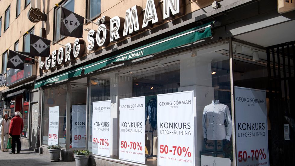Klädbutiken Georg Sörman på Sankt Eriksgatan i Stockholm gick nyligen i konkurs. Arkivbild.