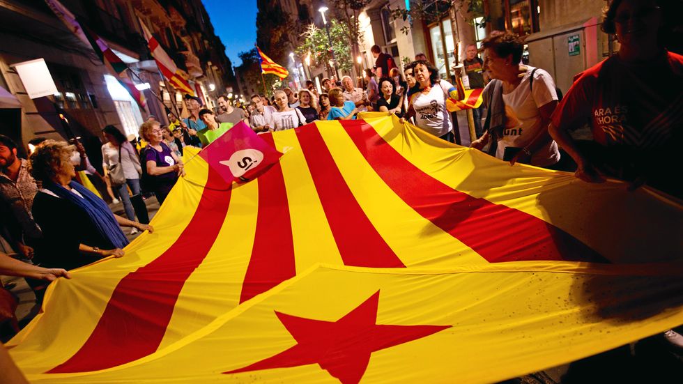 Demonstration för självständighet i Katalonien.