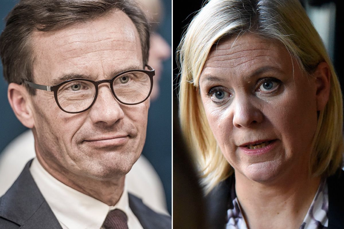 Moderaternas partiledare Ulf Kristersson och finansminister Magdalena Andersson (S). 