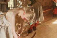 Anders Zorns målning "Söndagsmorgon" (här beskuren) såldes för rekordsumma. Pressbild.