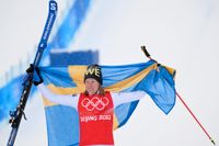 Sandra Näslund, färsk guldmedaljör efter uppvisningen i damernas skicross.