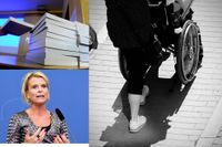 Bilden högst upp till vänster: Redan 2012 slutfördes en utredning om kostnaderna för assistansersättningen. Ansvarig minister är Åsa Regnér, som nu på nytt utreder frågan.