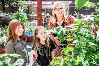 Hur går det med naturen när städerna växer? Juniorreportrarna Agnes, 11, och Ester, 8, intervjuar stadsodlingsexperten Ulrika Flodin Furås, 51. 