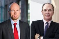 Nordeas aktieanalytiker Mattias Eriksson och Electrolux vd Keith McLoughlin.