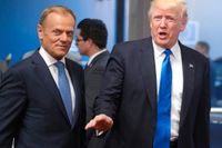 Europeiska rådes ordförande Donald Tusk och president Donald Trump. 