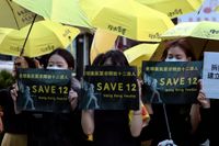 Demonstranter i Taiwan kräver att de tolv som greps efter ett flyktförsök från Hongkong, ska släppas. Arkivbild.