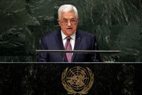 Palestinske presidenten Mahmoud Abbas när han talade i FN:s generalförsamling i september i år.