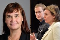 Annika Lillemets har fått nog av Miljöpartiet. Till höger Gustav Fridolin och Isabella Lövin, MP:s språkrör.