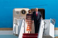 Expresident Donald Trump och USA:s tidigare första dam Melania Trump vid förra veckans ankomst till Florida.