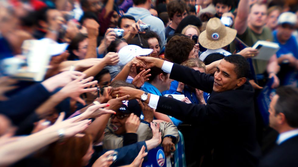 Barack Obama möter väljare i Austin, Texas, 2007.