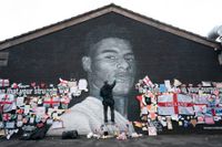 En väggmålning föreställande Marcus Rashford. Anfallaren var en av flera svarta engelska landslagsspelare som utsattes för rasism efter EM-finalen i somras. Arkivbild.