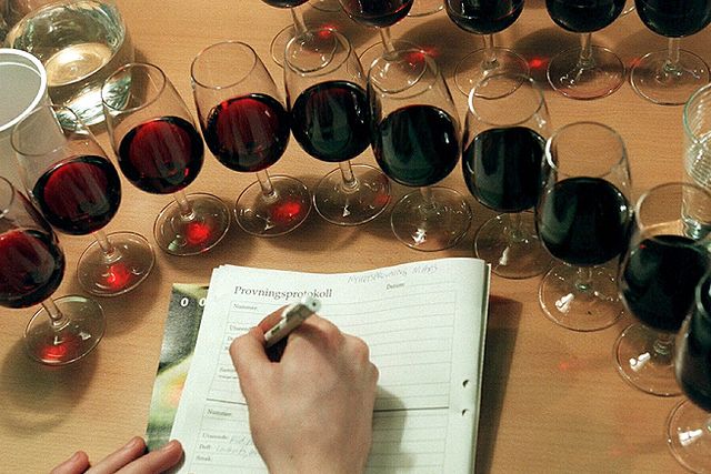 Vinprovning med protokoll. Att blint testa vin är inte Mikael Mölstads favoritsysselsättning.